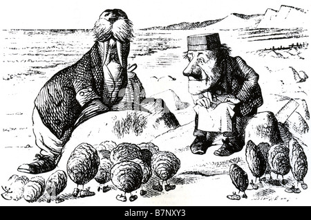 ALICE À TRAVERS LE MIROIR le morse et le charpentier comme dessiné par Sir John Tenniel pour le livre de Lewis Carroll Banque D'Images