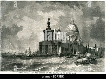 Dogana salue l'église e w cooke a.r.a commerce transport de l'eau voile aviron bateau côte de la baie port dock Banque D'Images