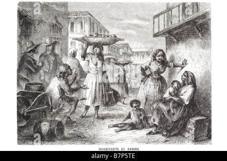 Habitants des taudis de La Havane la mendicité begger richesse pauvre commerce de rue travail travail baril fruits officiellement la Havane Ciudad de La Habana i Banque D'Images