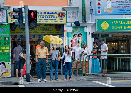 Little India indian Singapour gens homme femme Banque D'Images