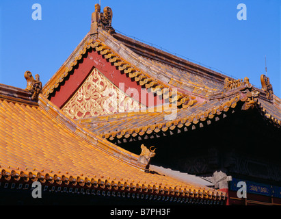 Cité Interdite temple roof à sun Beijing Chine Banque D'Images