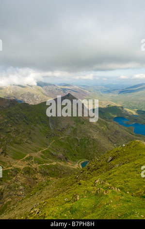 Llyn Llydaw Vue du réservoir de sommet du mont Snowdon au Pays de Galles Banque D'Images
