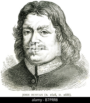 John Bunyan 1628 Anglais 1688 écrivain chrétien prédicateur Pilgrim's Progress Face portrait profile Banque D'Images