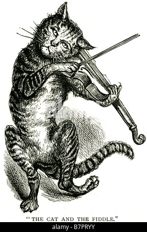 Violon violon Cat dancing animal comptine Hey Diddle Diddle Diddle Diddle Hi (aussi), le chat et le violon, ou la vache Jum Banque D'Images