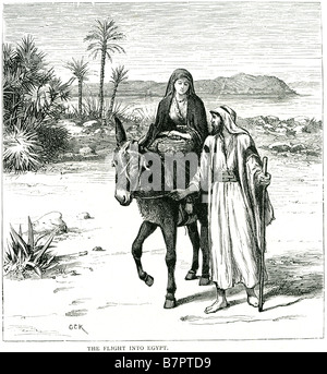 L'Égypte vol St Mathew II 14 Desert Palms Donkey Ride Dieu Jésus bible ancien nouveau testament Saint Christ Christianisme chrétienne Banque D'Images