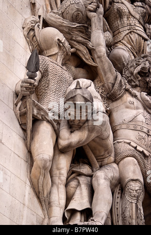 Sculptures sur pierre sur l'arc de triomphe de War Memorial in paris france Banque D'Images