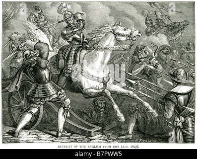 Retrait de l'anglais à partir de 1627 ad du Rhône en février 1625, le Protestant Soubise a dirigé une révolte huguenote contre le roi français L Banque D'Images