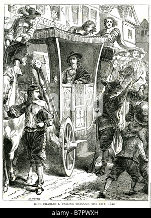 Le roi Charles I De passage dans la ville royale de cérémonie 1642 Image Roi Reine transport Street London England UK GO Grand Brit Banque D'Images