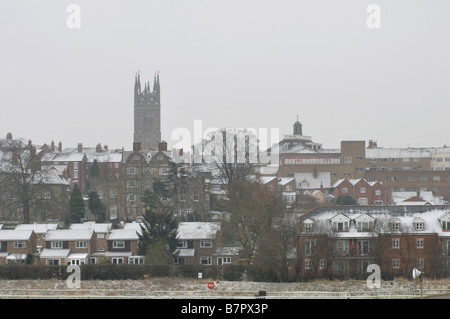 Le centre-ville de Warwick en hiver, Warwickshire, England, UK Banque D'Images