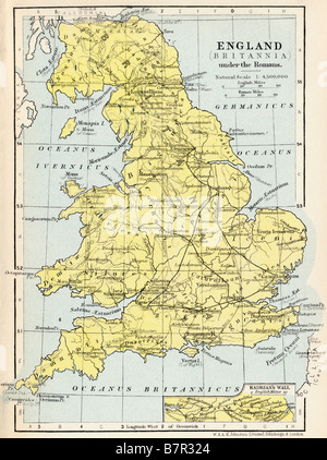 Carte de l'Angleterre. Britannia sous les Romains Banque D'Images