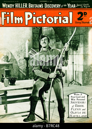 Robin Hood Errol Flynn 1938 Couverture du magazine Film film pictural diffusion de la libération de la Les aventures Banque D'Images