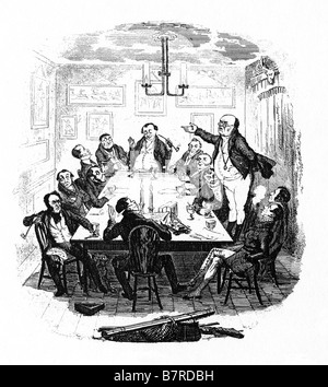 Mr Pickwick Club l'Adresses la première illustration par Seymour pour Charles Dickens roman comique Banque D'Images