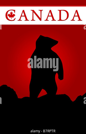 Canada illustration avec bear en silhouette Banque D'Images