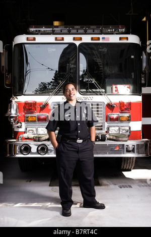 Pompier, portrait de femme pompier pompier Banque D'Images