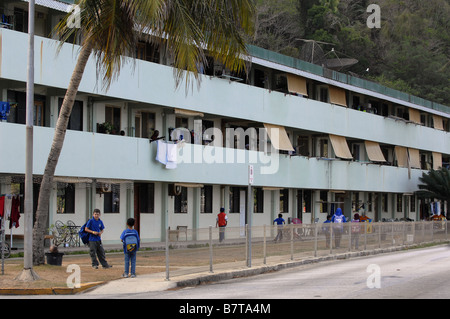 Annuaire des sections locales de Flying Fish Cove, également appelé le Règlement, sur l'île de Noël, au large de l'ouest de l'Australie.. Banque D'Images