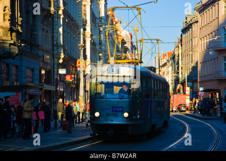 La rue Vodickova de Nove Mesto, la nouvelle ville à Prague République Tchèque Europe Banque D'Images