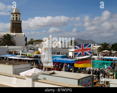 Le marché du dimanche en Teguise Lanzarote la plus grande dans les îles canaries Banque D'Images