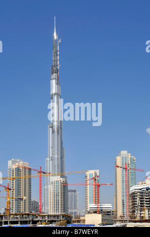 Le bâtiment Burj Khalifa Dubai aux Emirats Arabes Unis Banque D'Images