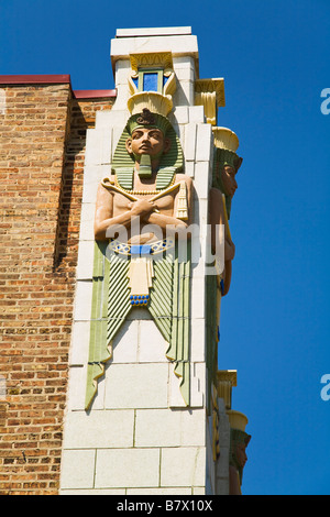 DeKalb ILLINOIS Art déco restauré Egyptian Theatre avec détails architecturaux Banque D'Images