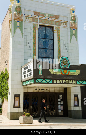 DeKalb ILLINOIS Art déco restauré Egyptian Theatre avec détails architecturaux Banque D'Images