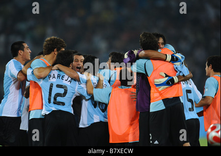 L'équipe argentine ARG 19 Août 2008 Groupe Football Jeux Olympiques de Beijing 2008 Football match de demi-finale hommes entre l'Argentine et le Brésil au Stade des travailleurs de Beijing Chine Photo par Atsushi Tomura AFLO SPORT 1035 Banque D'Images