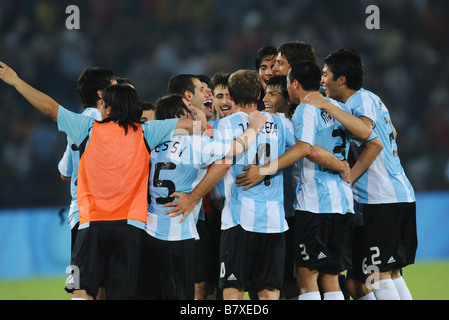 L'équipe argentine ARG 19 Août 2008 Groupe Football Jeux Olympiques de Beijing 2008 Football match de demi-finale hommes entre l'Argentine et le Brésil au Stade des travailleurs de Beijing Chine Photo par Atsushi Tomura AFLO SPORT 1035 Banque D'Images