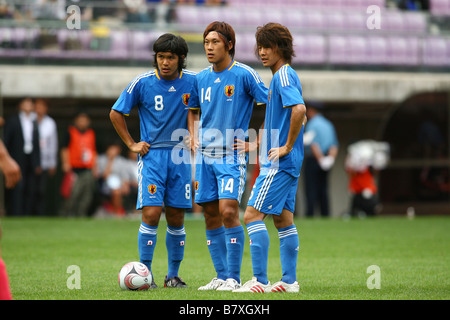 L À R Jun Suzuki JPN Kosuke Yamamoto JPN Yoichiro Kakitani JPN 15 SEPTEMBRE 2008 foot Coupe de Sendai International Youth Footb Banque D'Images