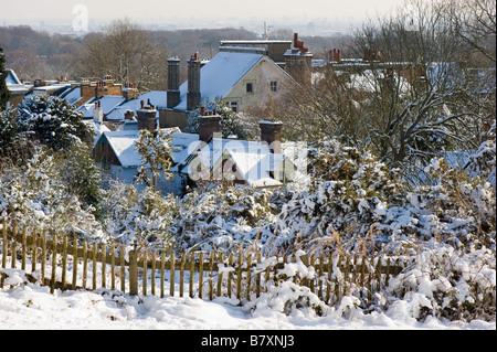 Hampstead Heath couvertes de neige NW3 London United Kingdom Banque D'Images