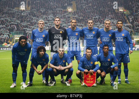 Groupe de l'équipe de Manchester United alignés 5 novembre 2008 Foot Ligue des Champions Groupe E entre Celtic 1 1 Manchester United au Celtic Park Glasgow Ecosse Photo de YUTAKA AFLO SPORT 1041 Banque D'Images