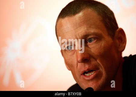 Lance Armstrong USA 17 janvier 2009 Vélo Lance Armstrong de l'équipe Astana participe à une conférence de presse Tour Down Under à Adelaide Australie Photo de Yuzuru Sunada AFLO 0302 Banque D'Images