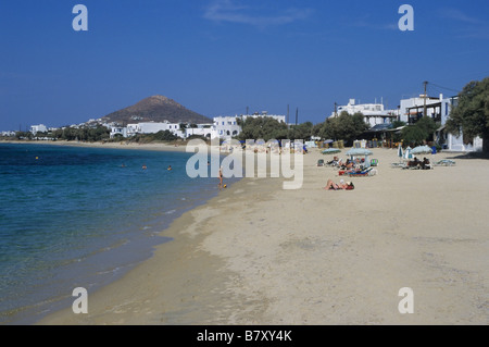 Plage de sable fin sur l'île de Naxos, Grèce Banque D'Images