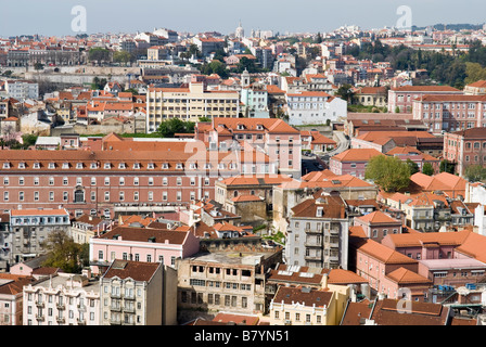 Vue nord de Miradouro Senhora do Monte, Bairro Graca, Lisbonne Portugal, Avril 2006 Banque D'Images