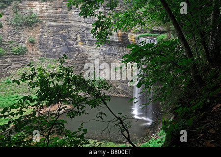 Indian creek formant cascade connue sous le nom de chutes 76 clinton county illinois tomber dans le lac Cumberland Banque D'Images