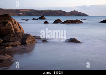 Rame de tête au coucher du soleil de whitsand bay Cornwall Banque D'Images