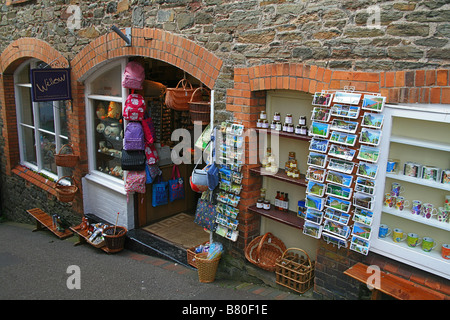 Une boutique de cadeaux/sur une colline escarpée dans Lynton, Devon, England UK Banque D'Images