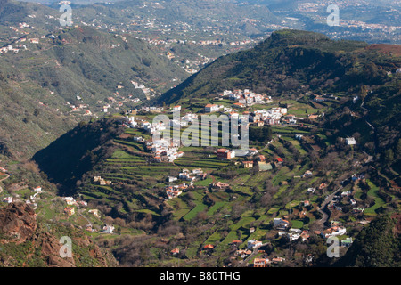 Les champs en terrasses autour de Las Lagunetas village près de San Mateo sur Gran Canaria dans les îles canaries Banque D'Images