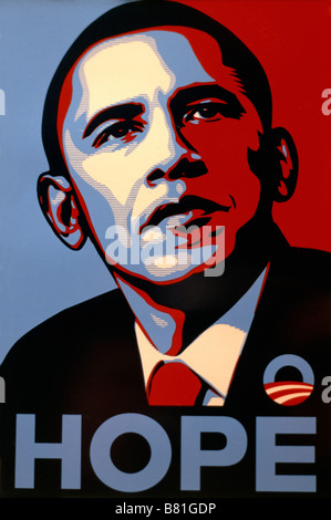 Shepard Fairey pour impression sérigraphique USA Le président américain Barack Obama démocrate Obey Giant Banque D'Images