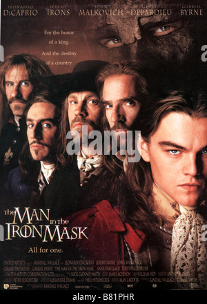 L'homme au masque de fer Année : 1998 UK / USA Réalisateur : Randall Wallace Gérard Depardieu, Gabriel Byrne, John Malkovich, Jeremy Irons, Leonardo DiCaprio affiche de film (USA) Banque D'Images