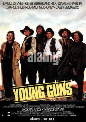 Young Guns Young Guns Année : 1988 USA Kiefer Sutherland, Emilio Estevez, Charlie Sheen, Lou Diamond Phillips, Dermot Mulroney, Casey Siemaszko, Affiche Poster Directeur : Christopher Cain Banque D'Images