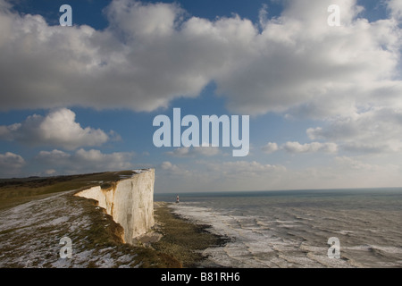 South Downs près de Beachy Head, East Sussex avec reste de neige au sol Banque D'Images