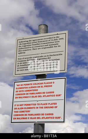 Cimetière de guerre d'Argentine, guerre des Malouines, îles Falkland 1982 Banque D'Images