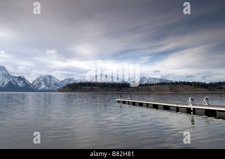 Le lac Jackson et la chaîne de montagnes Teton Wyoming Grand Tetons National park Banque D'Images