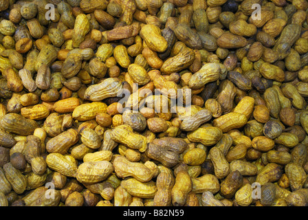 Les arachides en coque, Sinhgad Marché, Maharashtra, Inde. Banque D'Images