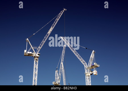 Les grues de construction près de Millwall Dock intérieur Isle of Dogs London Banque D'Images