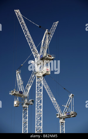 Les grues de construction près de Millwall Dock intérieur Isle of Dogs London Banque D'Images