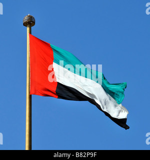 Dubai Emirats Arabes Unis drapeau à Jumeirah sur l'emplacement de la signature et de la formation des ÉMIRATS ARABES UNIS Banque D'Images