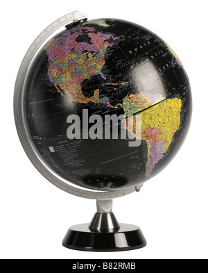 Black World Globe Banque D'Images