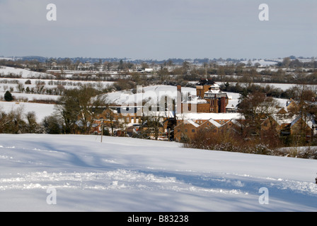 Hook Norton Brewery après de neige bridleway Hook Norton Banque D'Images