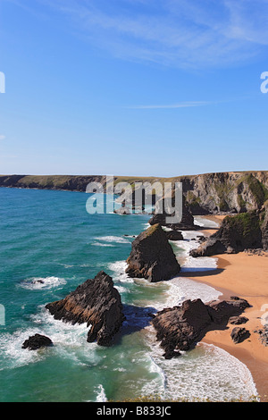 Bedruthan steps St Eval Padstow Cornwall England United Kingdom Banque D'Images
