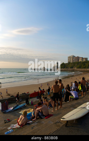 Plage de Biarritz Basques france Banque D'Images